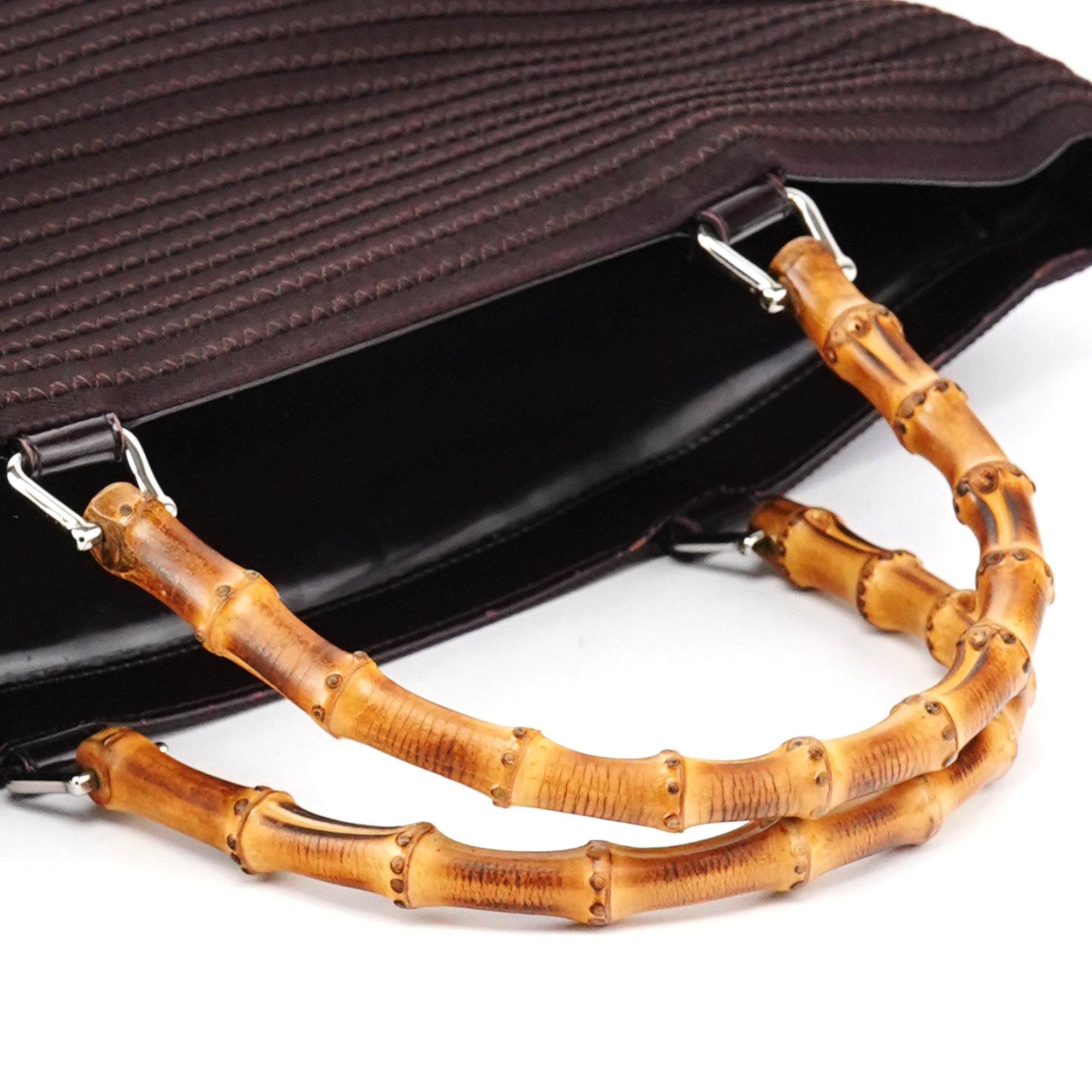 Gucci Bamboo tote i brun quiltad nylon