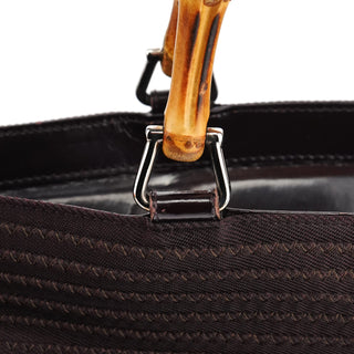 Gucci Brown Quilted Nylon Bamboo 2-Way Tote bag