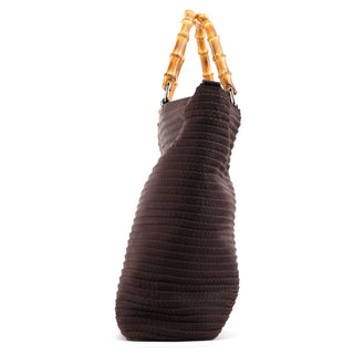 Gucci Brown Quilted Nylon Bamboo 2-Way Tote bag