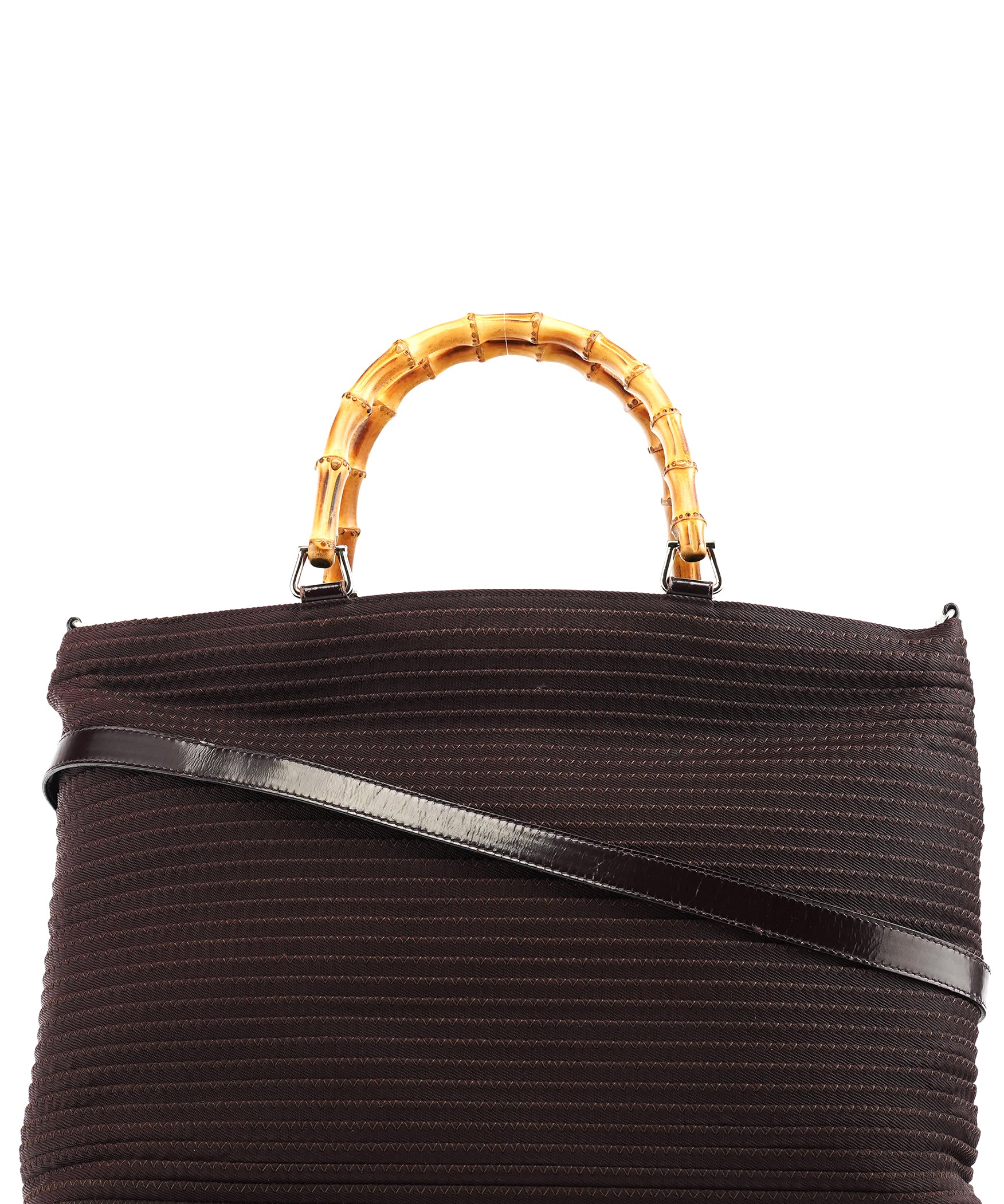 Gucci Brown Quilted Nylon Bamboo 2-Way Tote bag
