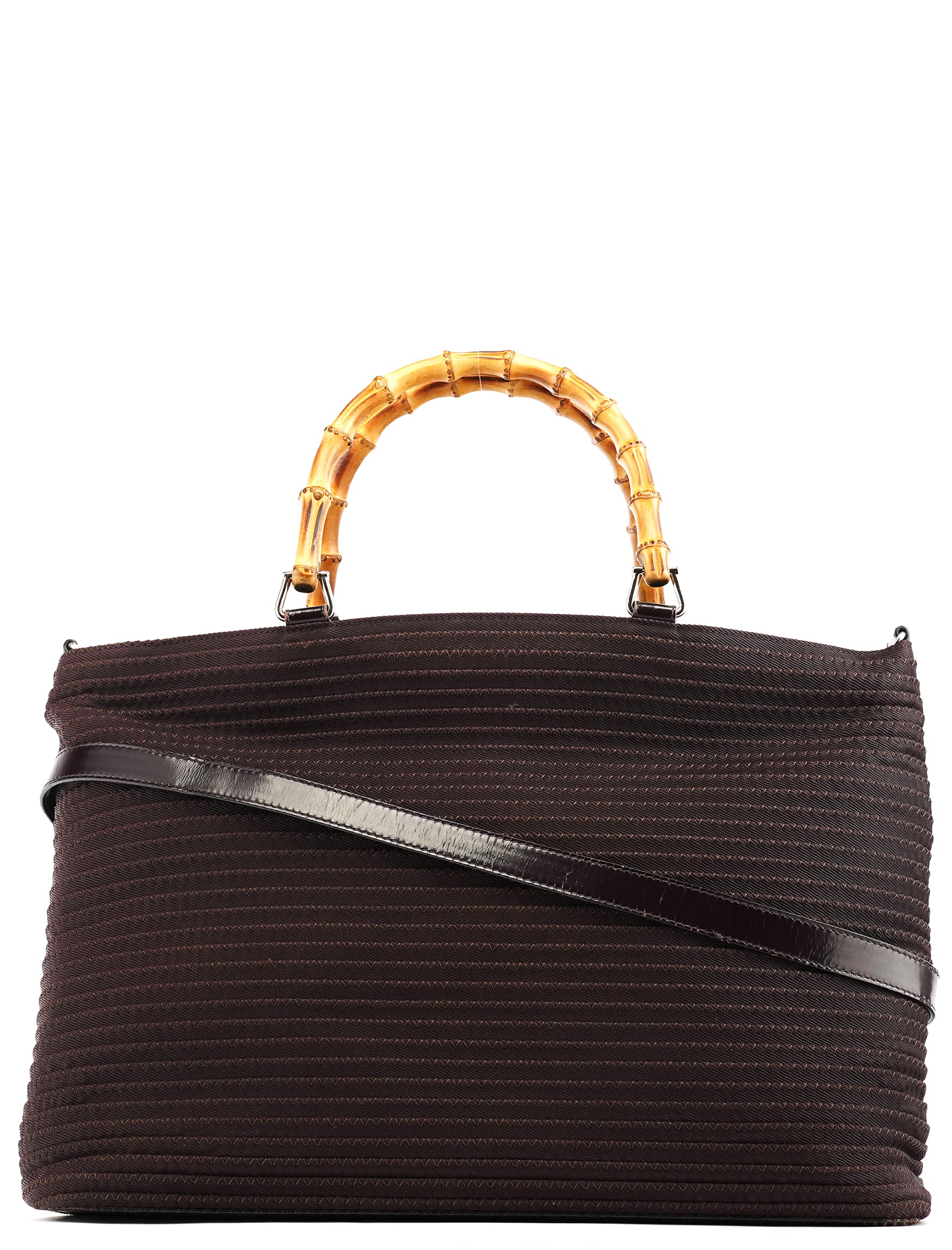Gucci Bamboo tote i brun quiltad nylon