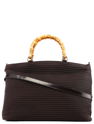 Gucci Brown Quilted Nylon Bamboo 2-Way Tote bag