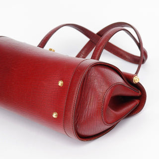 Gucci Burgundy Leather Bamboo Top Handle Bag
