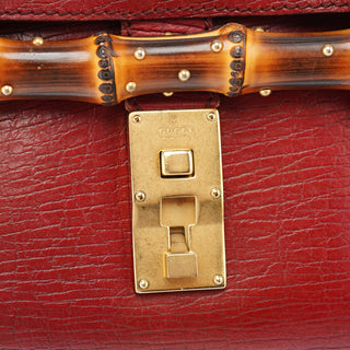 Gucci Burgundy Leather Bamboo Top Handle Bag