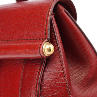 Gucci Burgundy Leather Bamboo Top Handle Bag