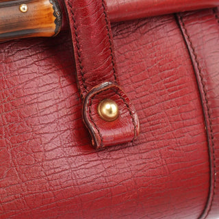 Gucci Burgundy Leather Bamboo Top Handle Bag