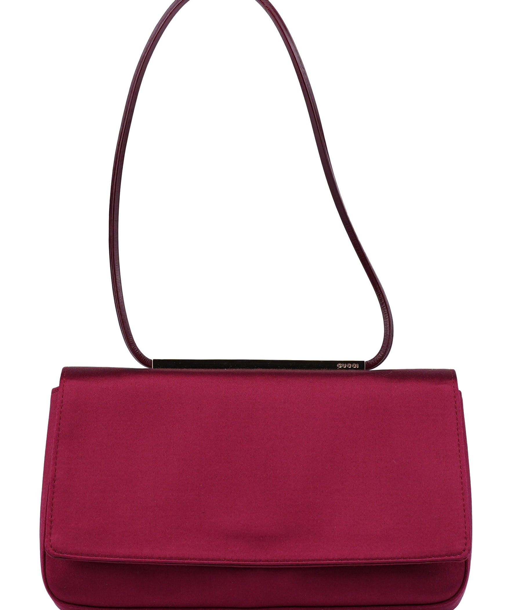 Gucci Burgundy Satin Flap Shoulder Bag