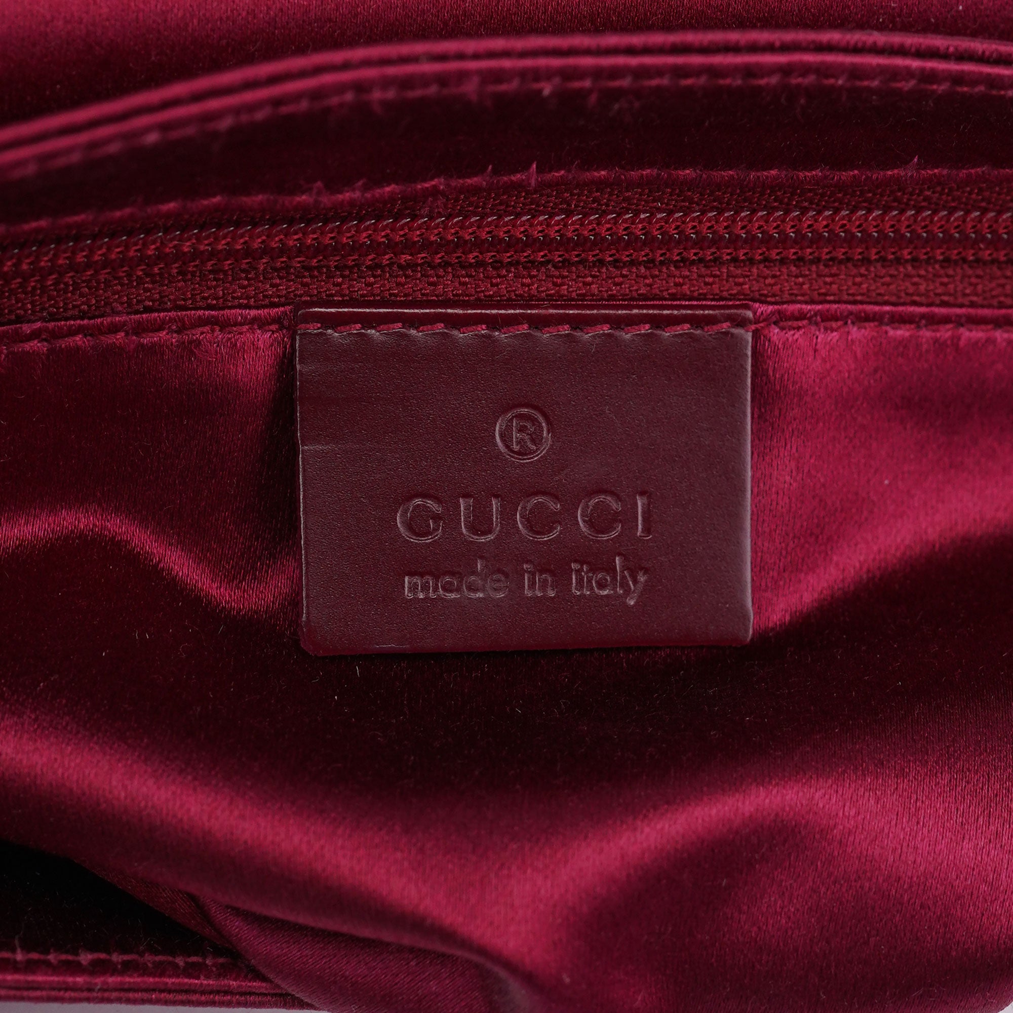 Gucci Burgundy Satin Flap Shoulder Bag