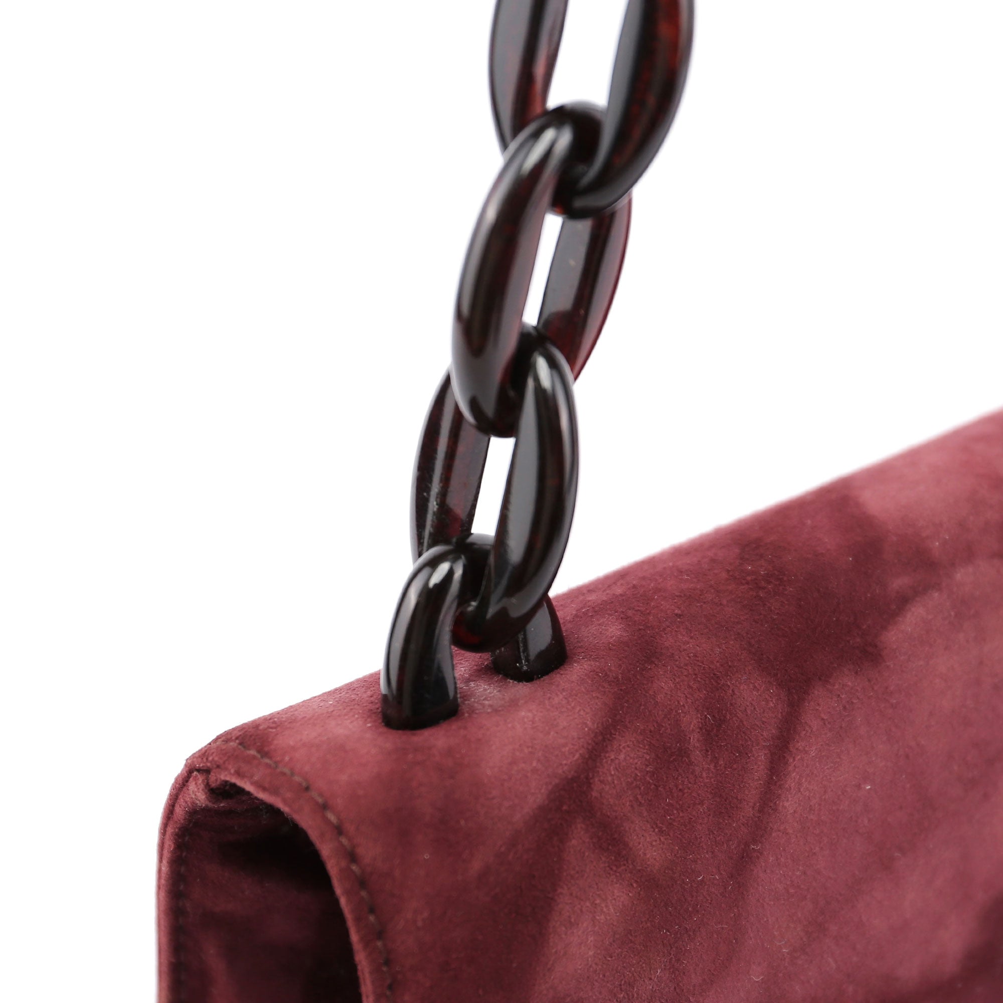Gucci Sac porté épaule à chaîne en daim bordeaux