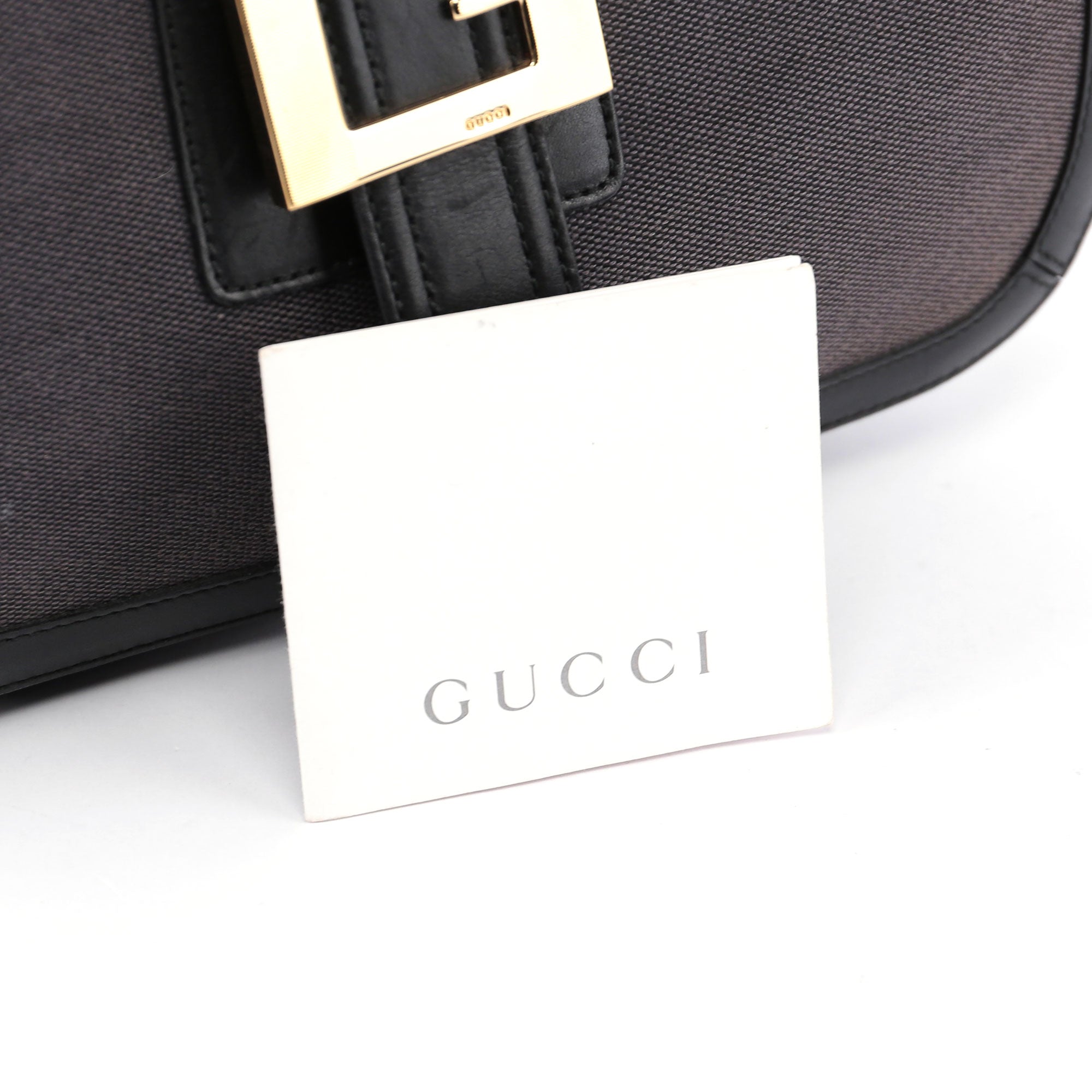 Gucci Sac porté épaule en toile grise à G doré