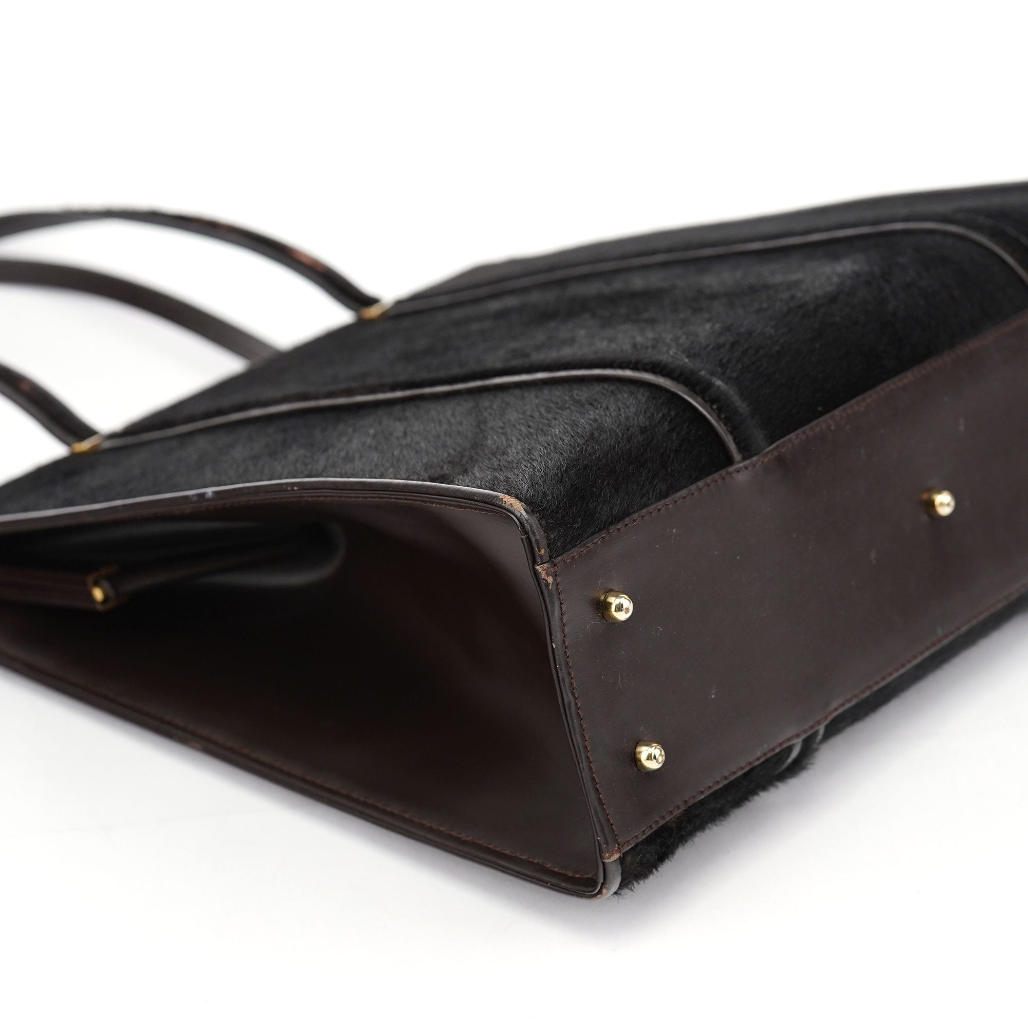 Gucci Dark Brown Ponyhair Leather Tote Bag