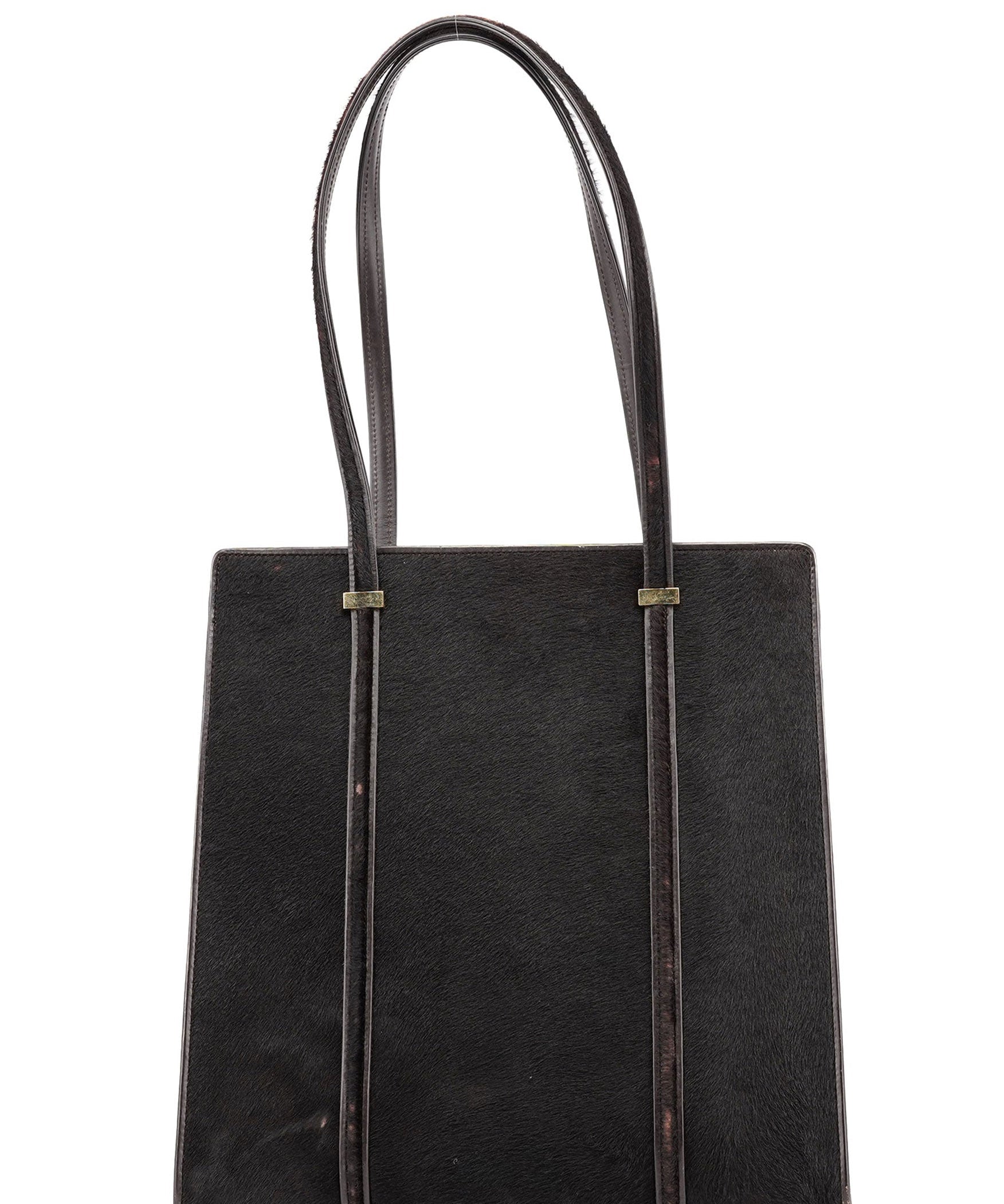 Gucci Dark Brown Ponyhair Leather Tote Bag