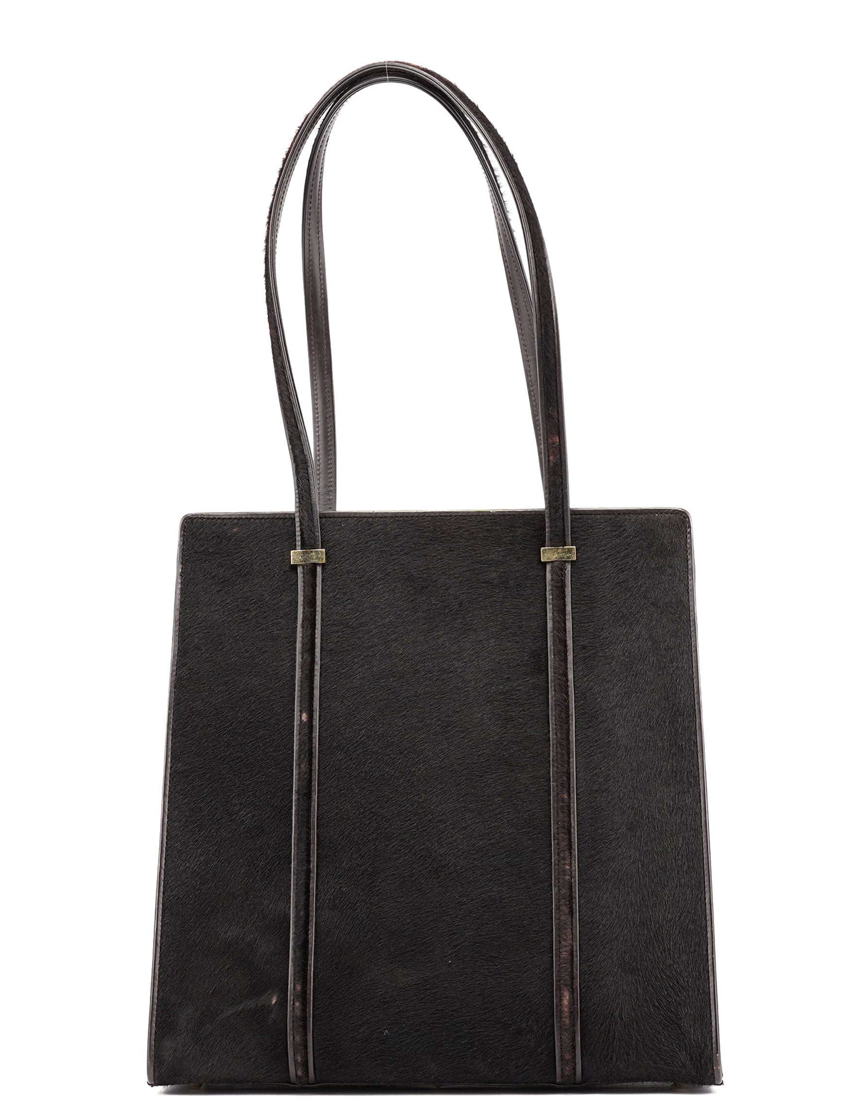 Gucci Dark Brown Ponyhair Leather Tote Bag