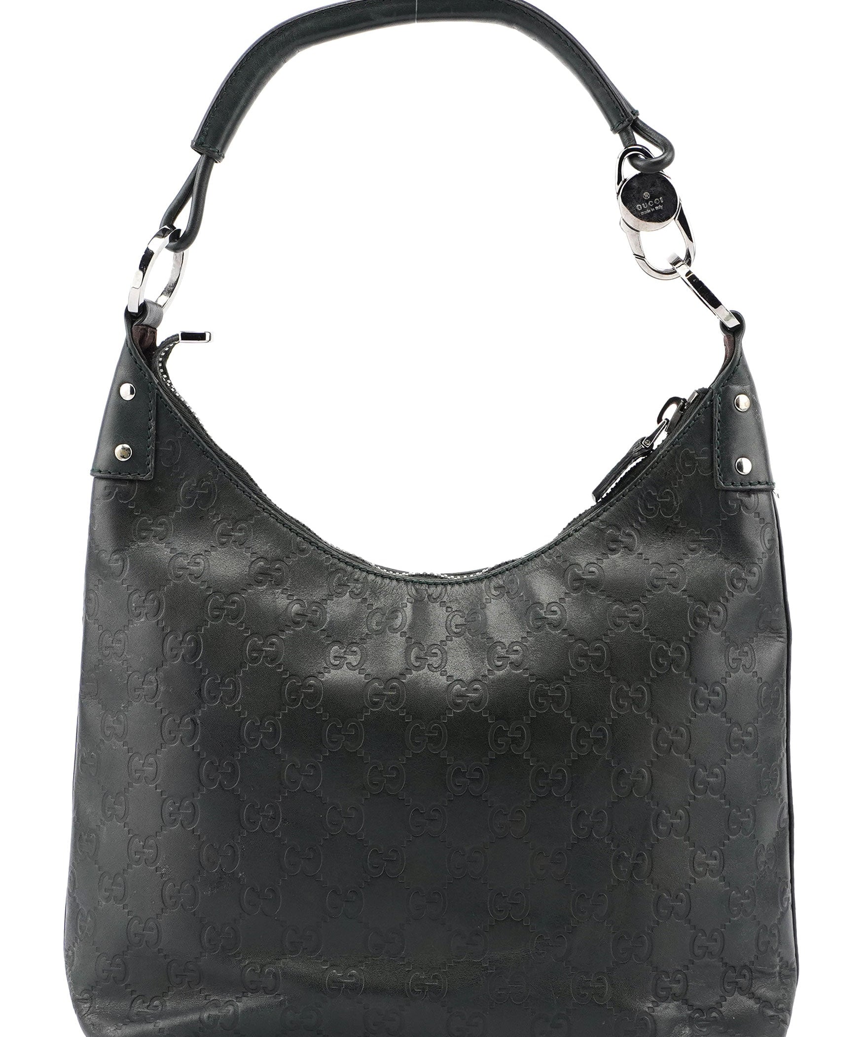 Gucci Dark Green Calfskin GG Shoulder Bag