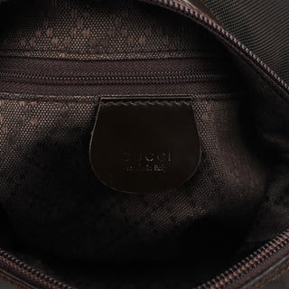 Gucci Dark Green Nylon Bamboo Shoulder Bag