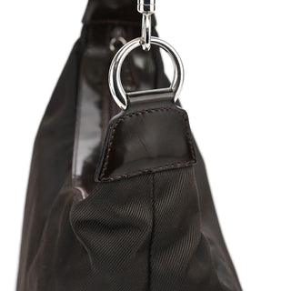 Gucci Dark Green Nylon Bamboo Shoulder Bag