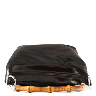 Gucci Dark Green Nylon Bamboo Shoulder Bag