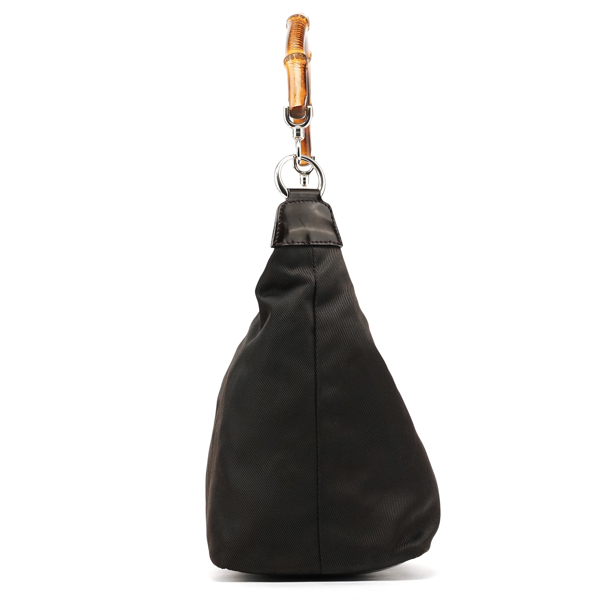 Gucci Sac porté épaule Bamboo en nylon vert foncé