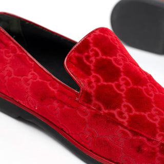 Gucci Fall 1997 Red GG Velvet Loafers