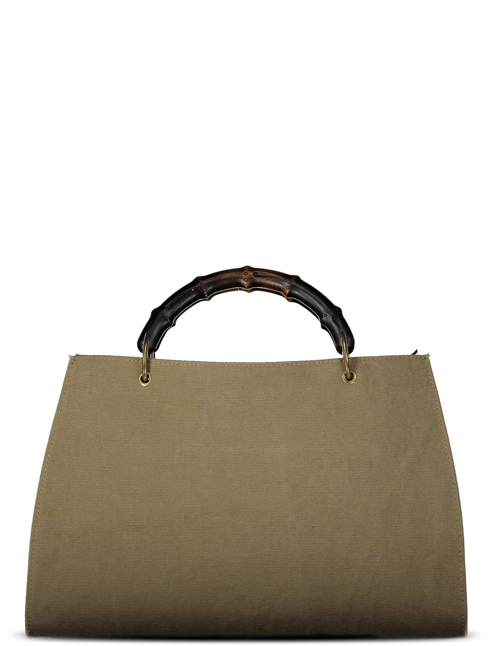 Gucci Fall 2002 Bamboo Handle Canvas Handbag