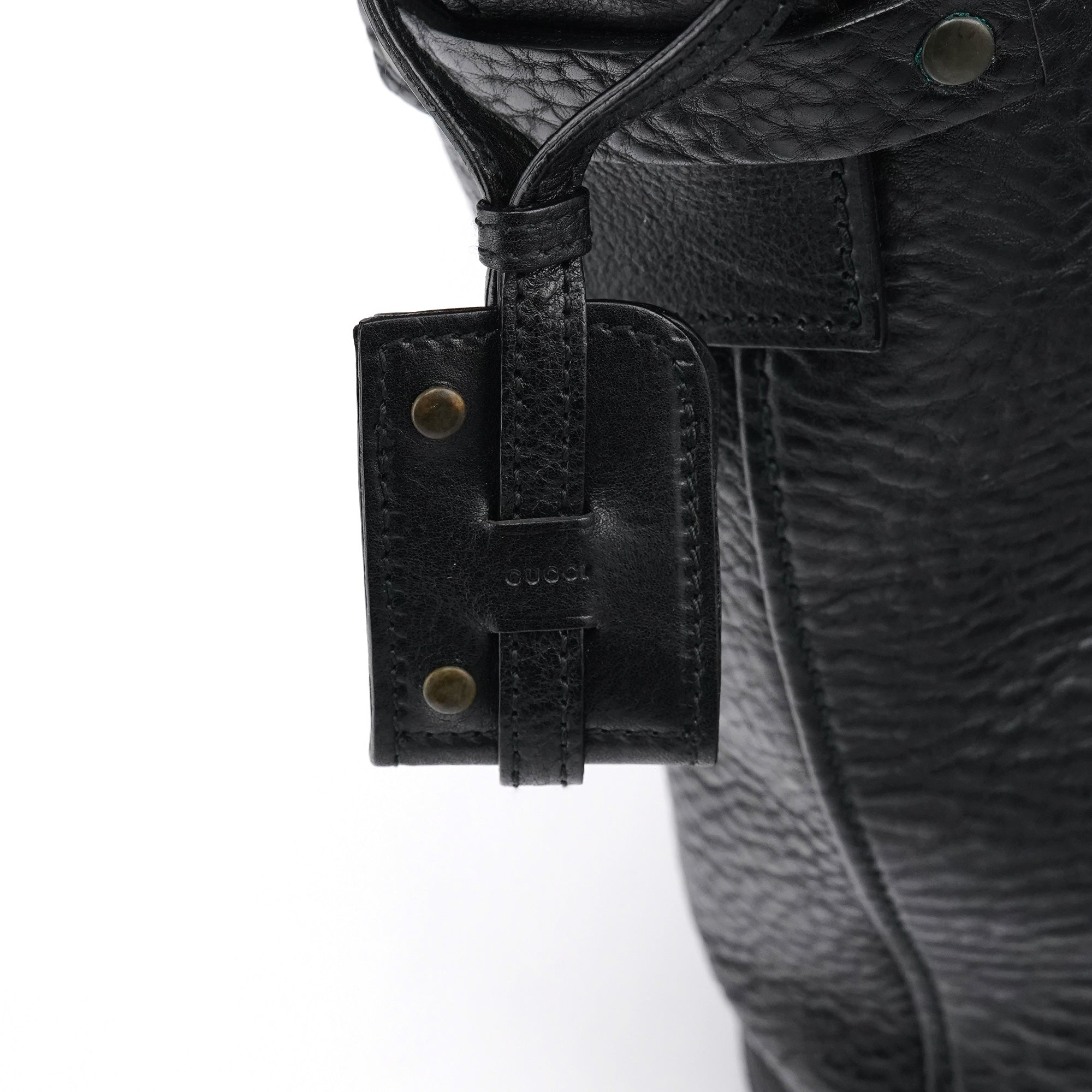 Gucci Fall 2002 Black Leather Hinged Frame Bucket Bag
