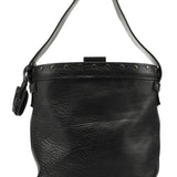 Gucci Fall 2002 Black Leather Hinged Frame Bucket Bag
