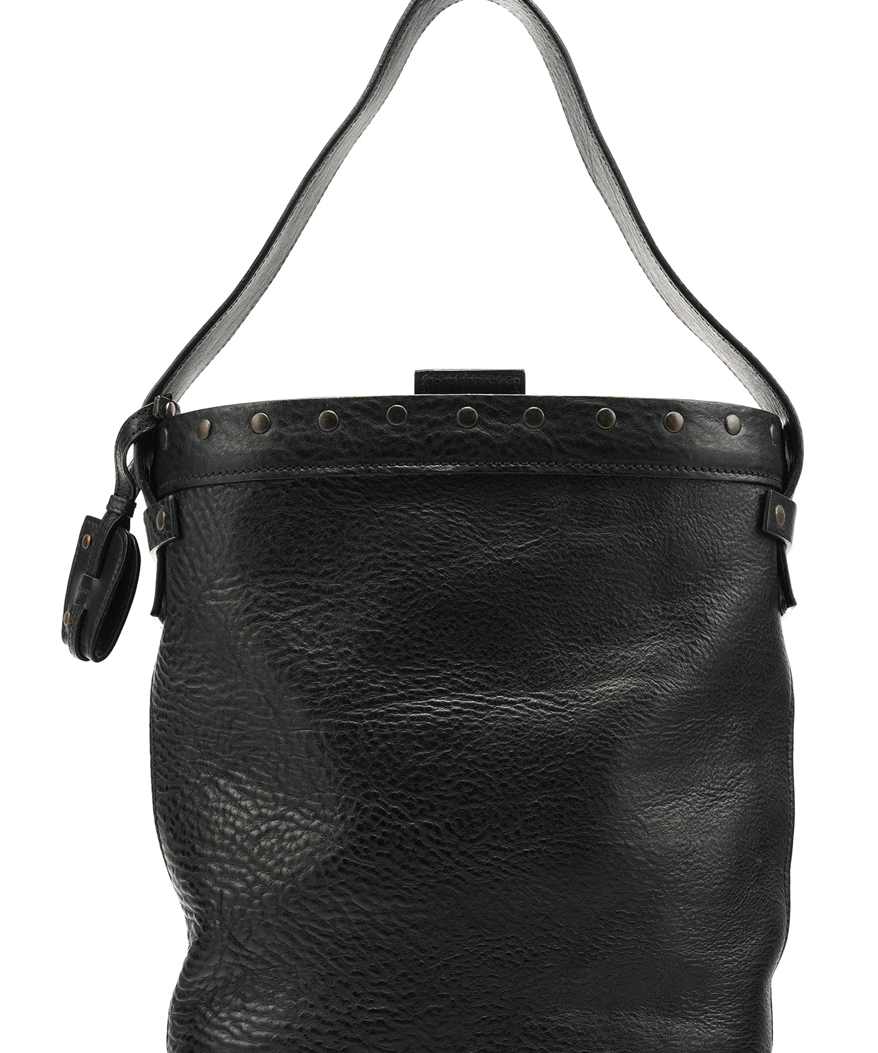Gucci Fall 2002 Black Leather Hinged Frame Bucket Bag