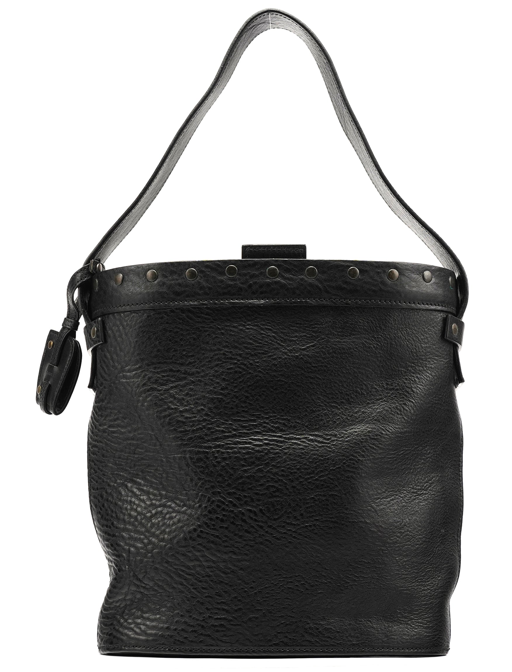 Gucci Fall 2002 Black Leather Hinged Frame Bucket Bag