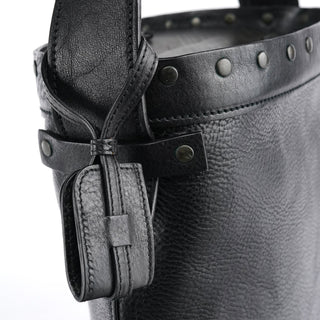 Gucci Fall 2002 Black Leather Wood Bucket Bag