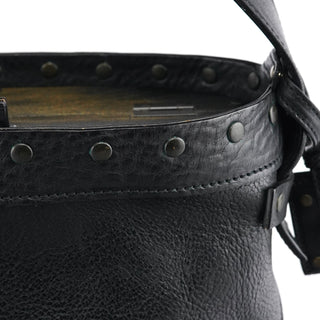 Gucci Fall 2002 Black Leather Wood Bucket Bag