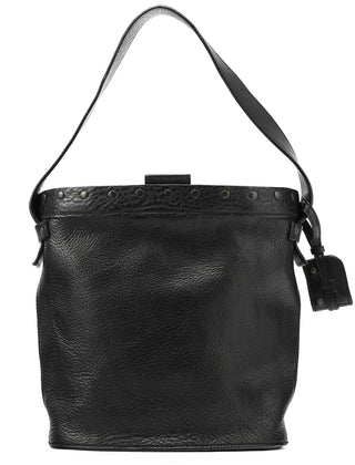 Gucci Fall 2002 Black Leather Wood Bucket Bag