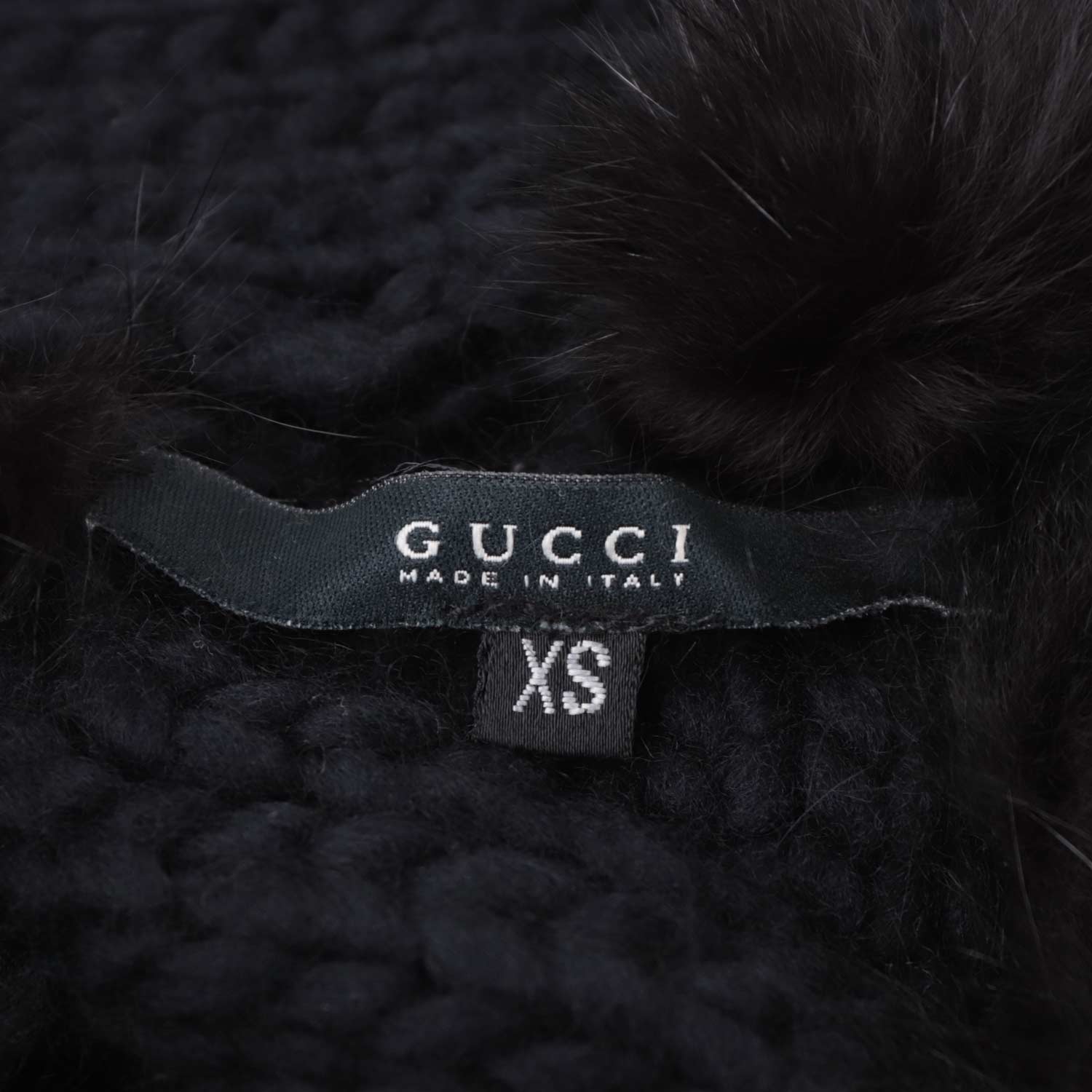 Gucci Fall 2002 Fox Fur Black Wool Knit Sweater