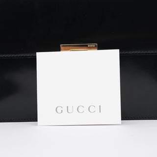 Gucci Gloss Black Leather Flap Shoulder Bag