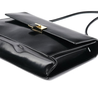 Gucci Gloss Black Leather Flap Shoulder Bag
