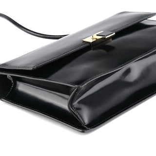 Gucci Gloss Black Leather Flap Shoulder Bag