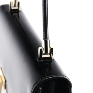 Gucci Gloss Black Leather Flap Shoulder Bag