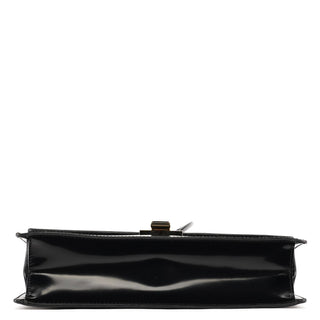 Gucci Gloss Black Leather Flap Shoulder Bag
