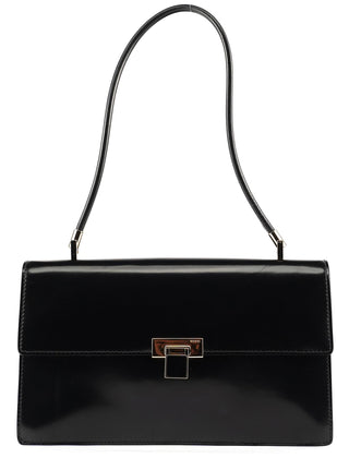 Gucci Gloss Black Leather Flap Shoulder Bag