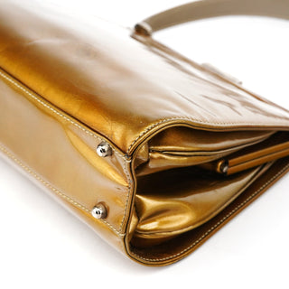 Gucci Gold Patent Leather Clutch Shoulder Bag