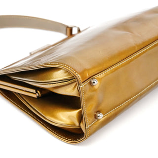 Gucci Gold Patent Leather Clutch Shoulder Bag
