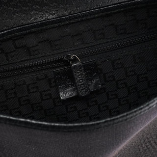 Gucci Grey Black Canvas Jackie Bamboo Shoulder Bag