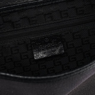 Gucci Grey Black Canvas Jackie Bamboo Shoulder Bag