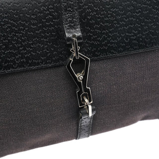 Gucci Grey Black Canvas Jackie Bamboo Shoulder Bag