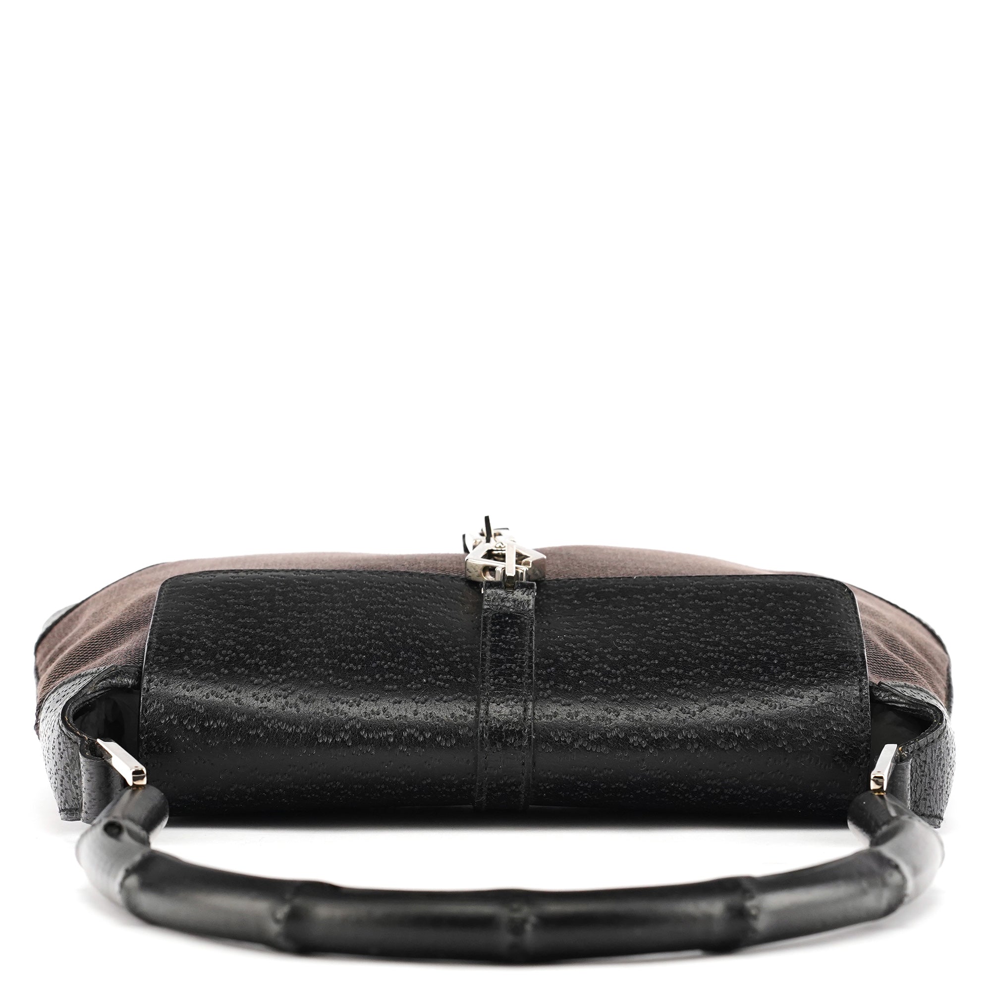 Gucci Sac porté épaule Jackie Bamboo en toile grise et noire