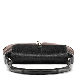 Gucci Grey Black Canvas Jackie Bamboo Shoulder Bag