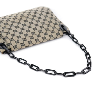 Gucci Grey GG Black Plastic Chain Shoulder Bag