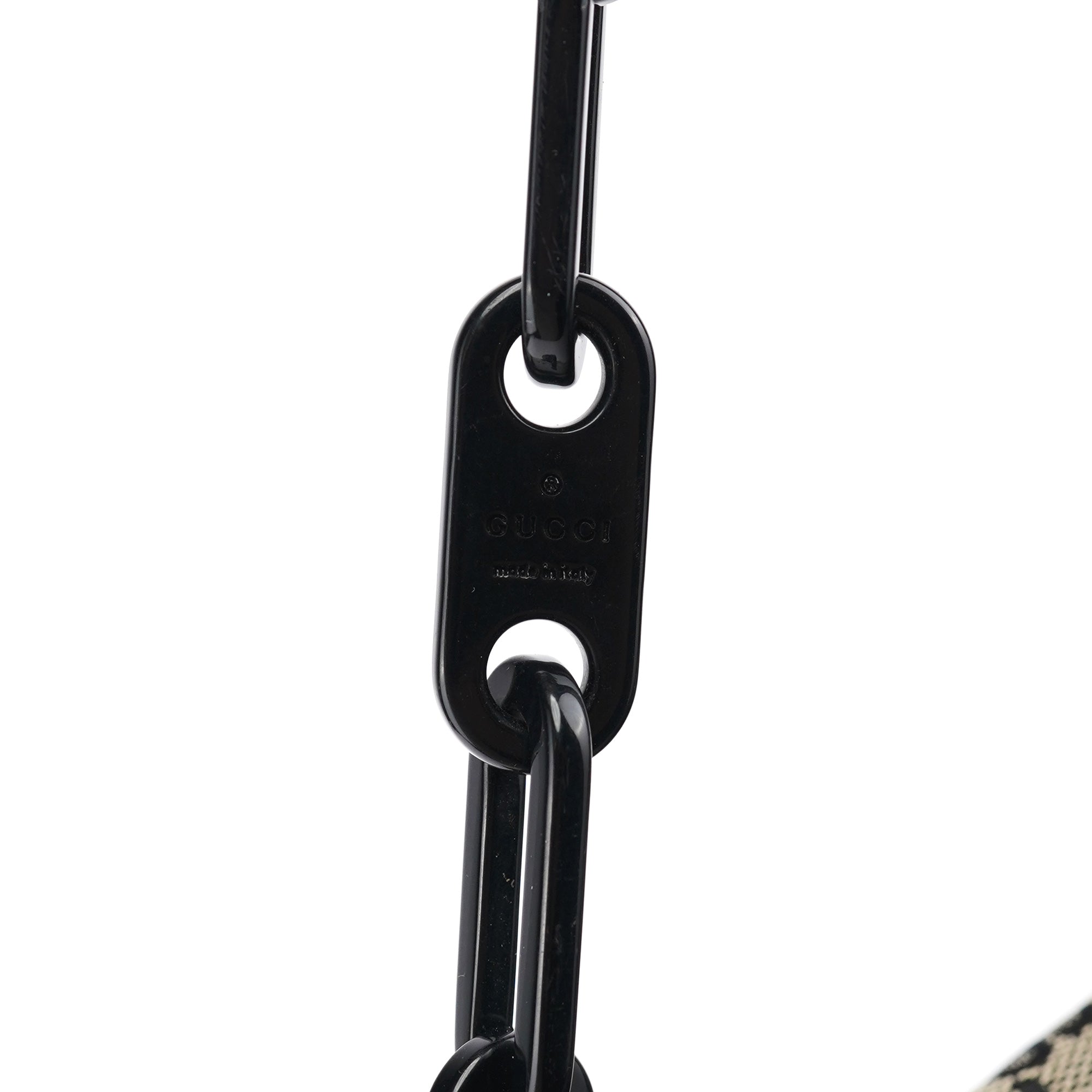 Gucci Grey GG Black Plastic Chain Shoulder Bag