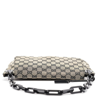 Gucci Grey GG Black Plastic Chain Shoulder Bag