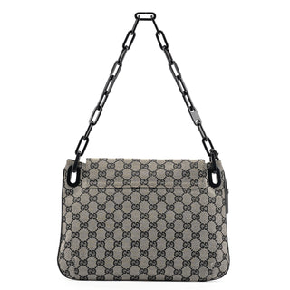 Gucci Grey GG Black Plastic Chain Shoulder Bag