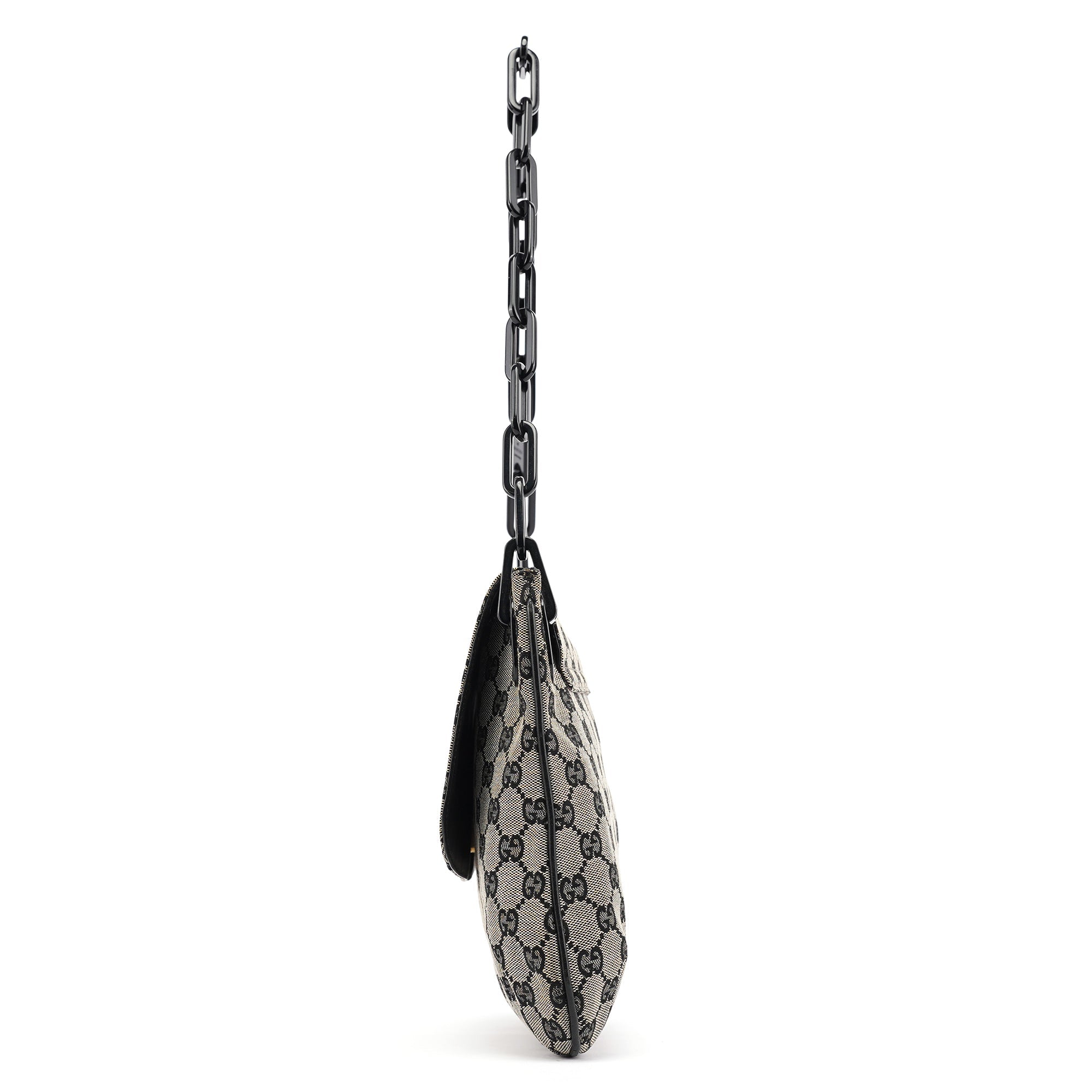 Gucci Grey GG Black Plastic Chain Shoulder Bag